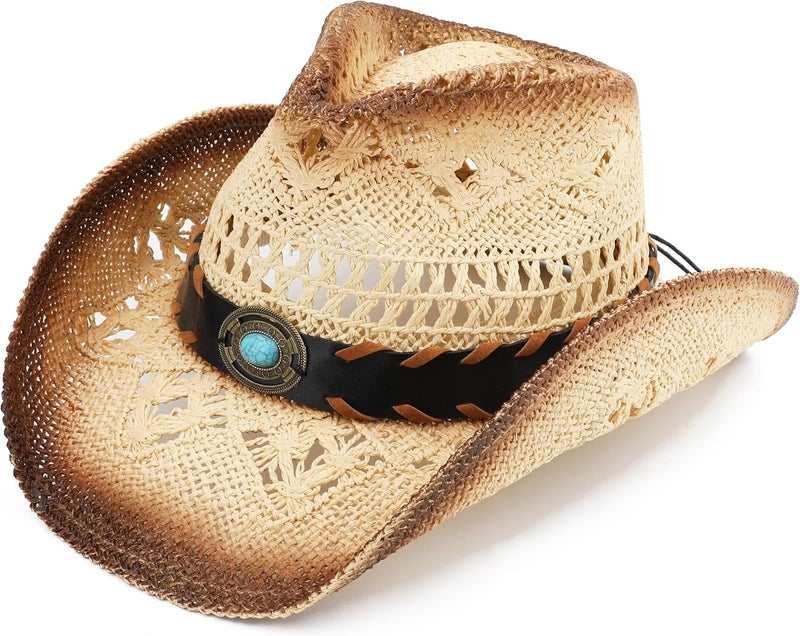 Pro Celia Men Women Cowgirl Straw Western Cowboy Hat - Image 1